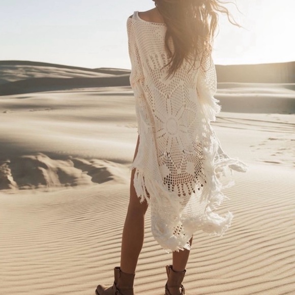 Spell Sweaters - SPELL Rare Crocheted Cardigan Kimono Duster